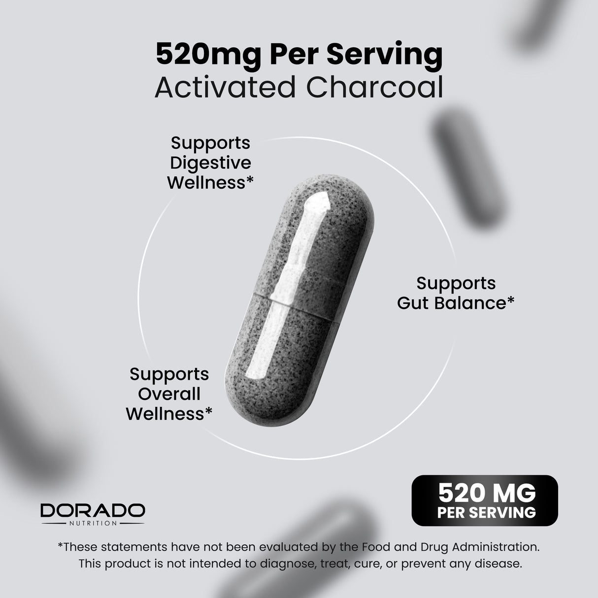 Organic Activated Charcoal Pills (120 Capsules)