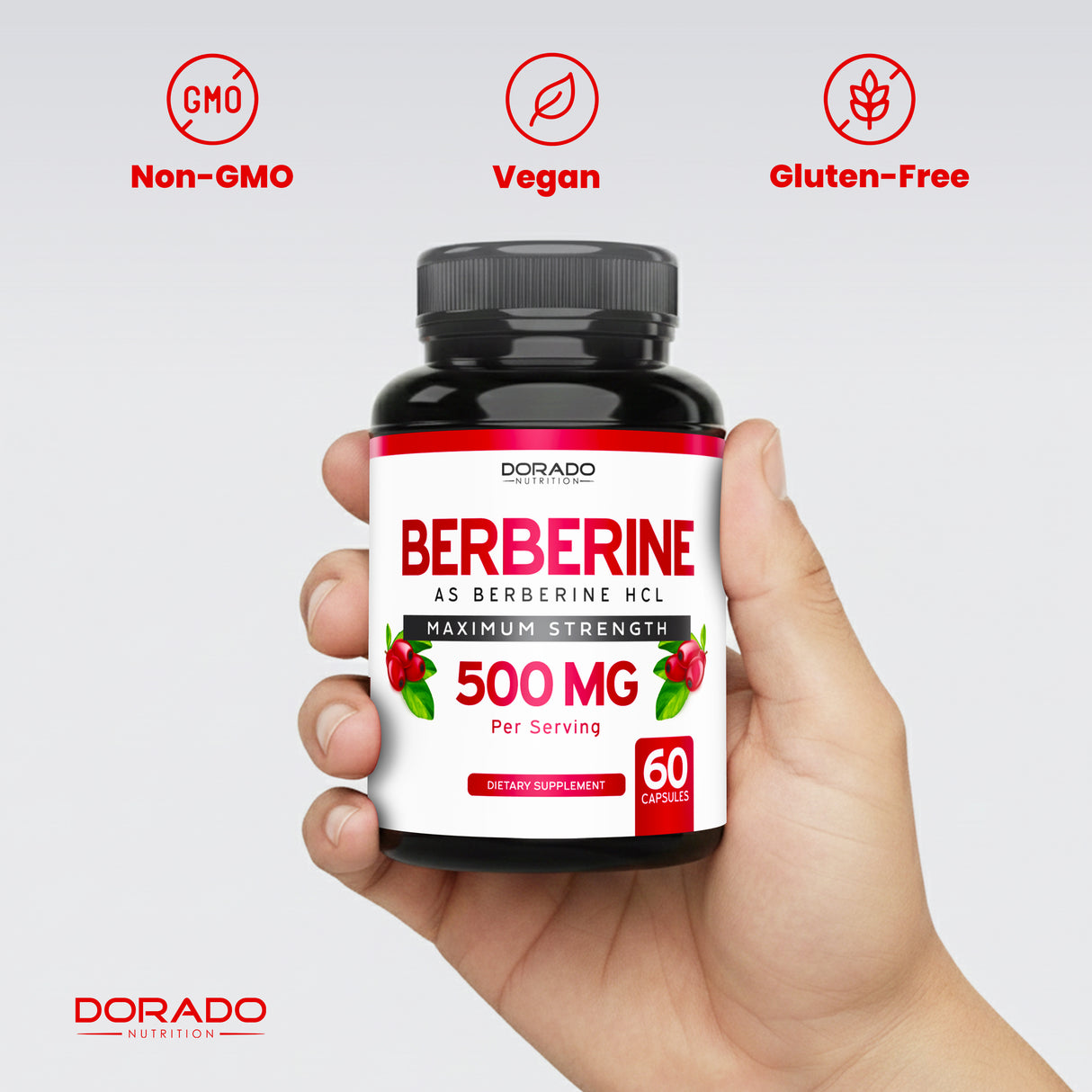 Berberine Supplement 500mg Per Serving (60 Capsules)