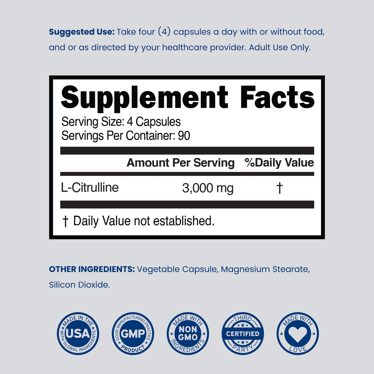 L Citrulline 3000mg - (240 Capsules)