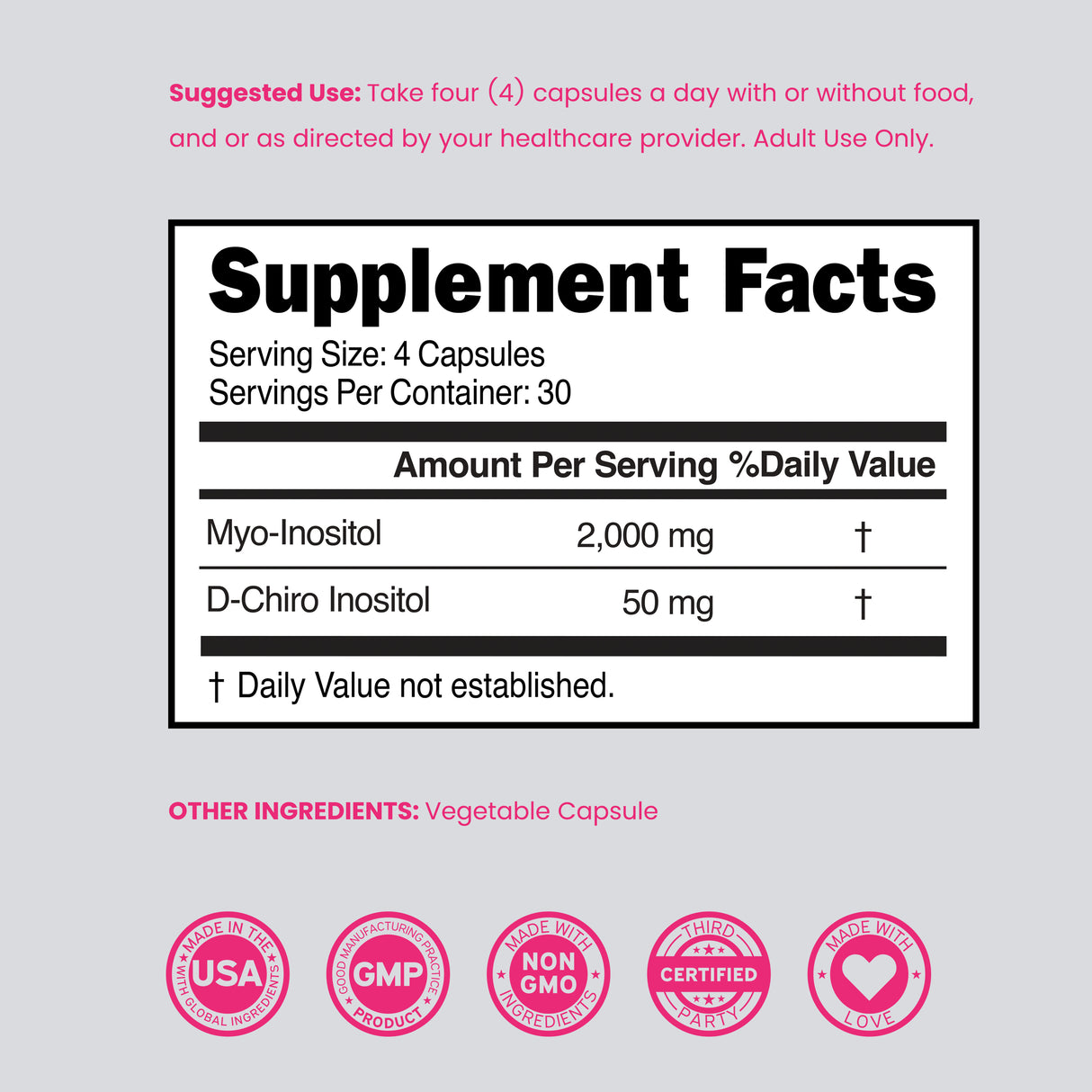 Myo-Inositol & D-Chiro Inositol Supplement - (120 Capsules)