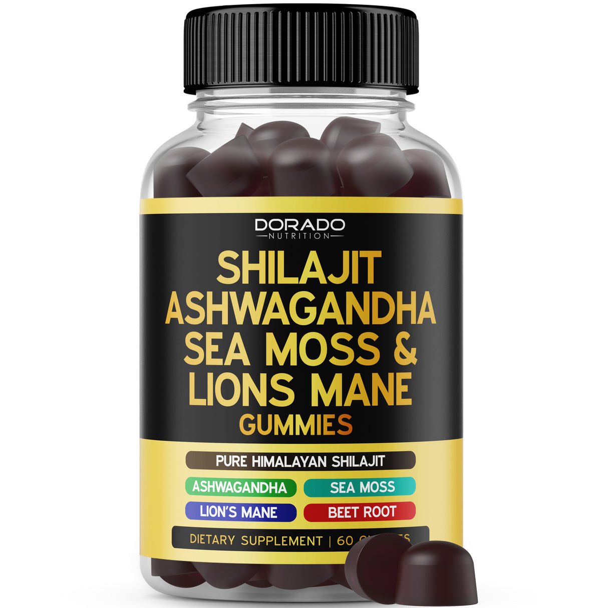 Shilajit Gummies with Sea Moss, Ashwagandha & Lions Mane - (60 Gummies)
