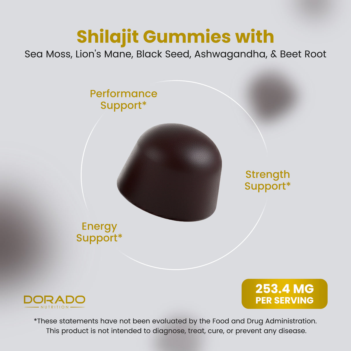 Shilajit Gummies with Sea Moss, Ashwagandha & Lions Mane - (60 Gummies)