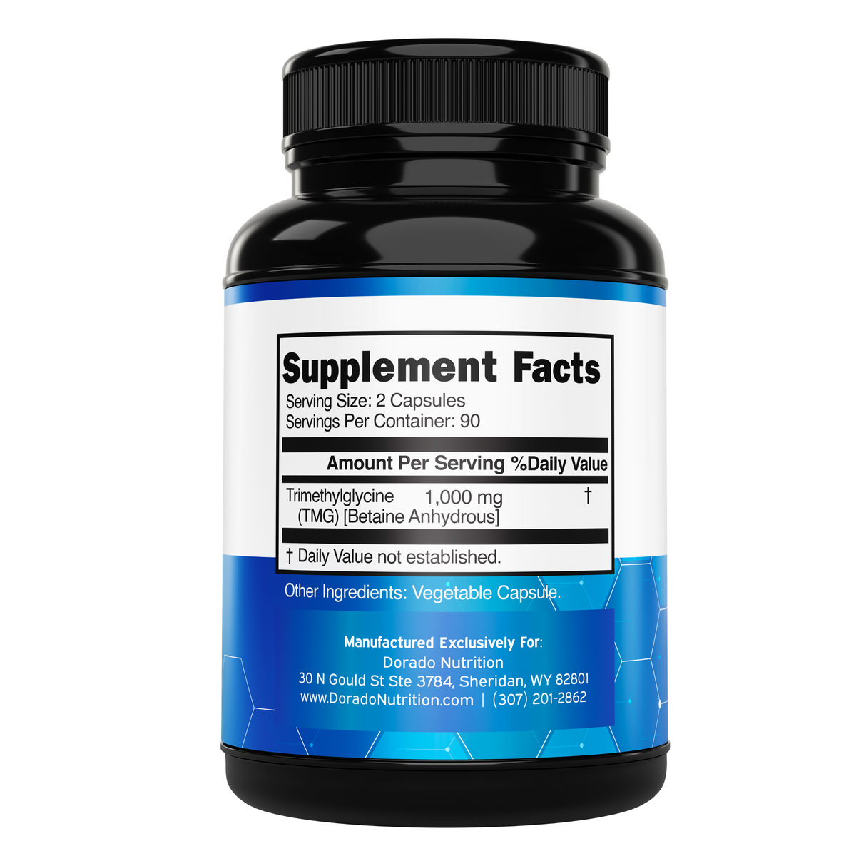 TMG Trimithylglycine Supplement (180 Capsules) for Women & Men