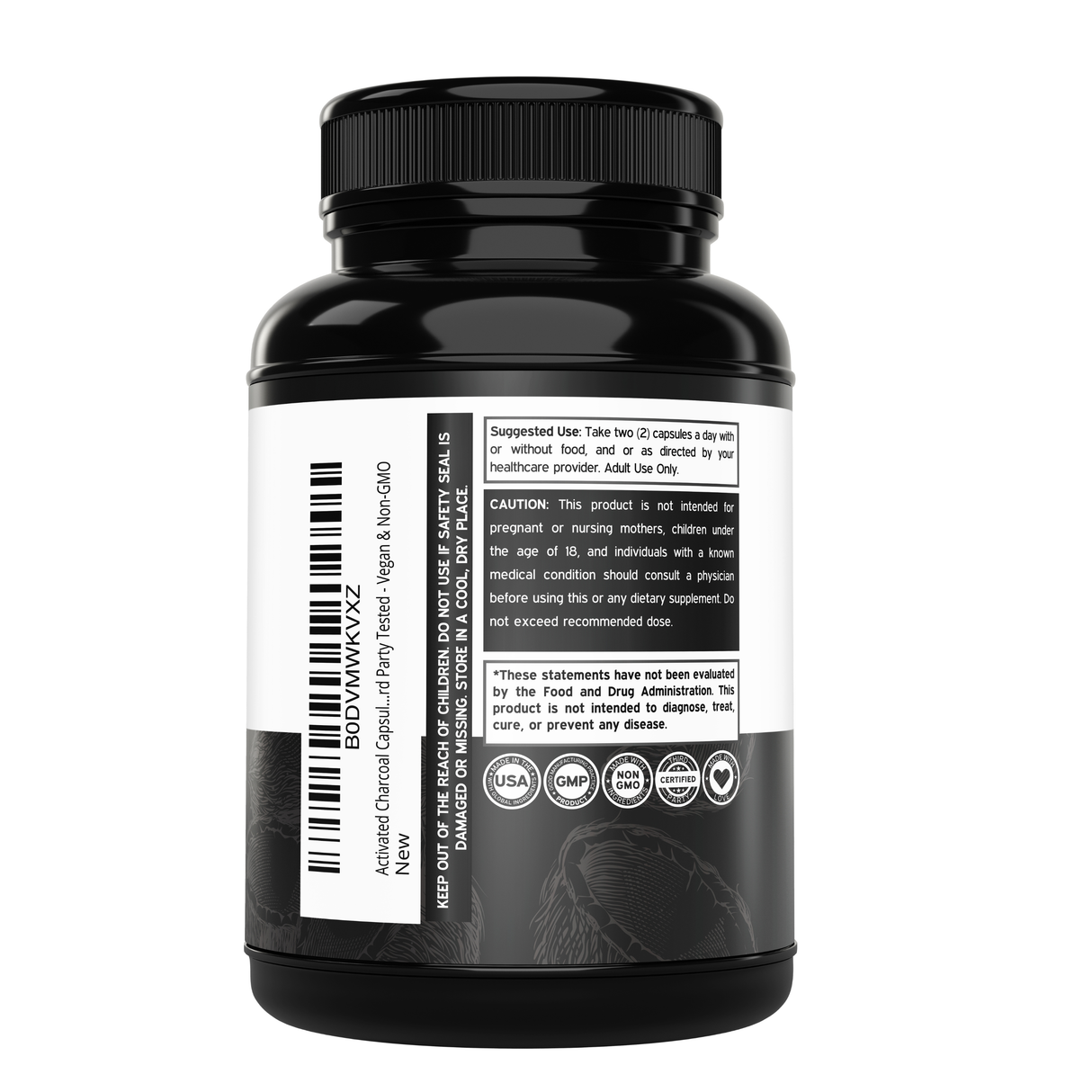 Organic Activated Charcoal Pills (120 Capsules)