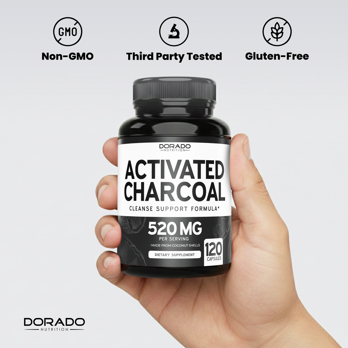 Organic Activated Charcoal Pills (120 Capsules)
