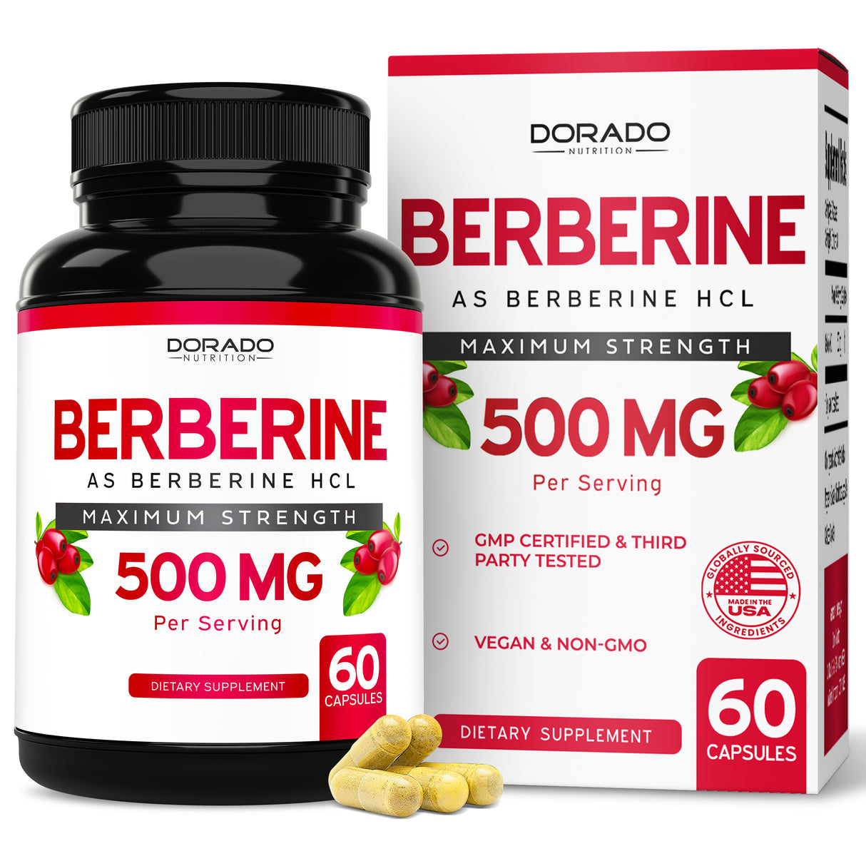 Berberine Supplement 500mg Per Serving (60 Capsules)
