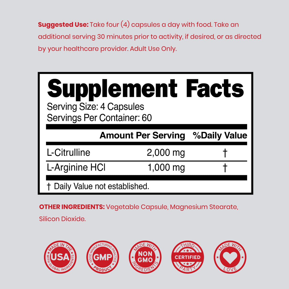 Nitric Oxide Support* Supplement for Men (240 Count)