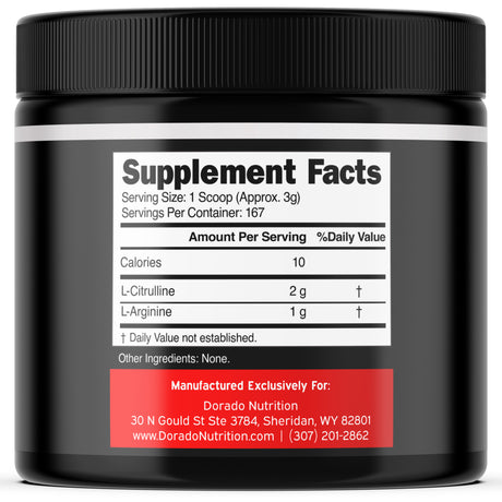 L Arginine L Citrulline Supplement Powder (3g) for Men & Women