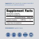 NAC Supplement (60 Capsules, 1000mg Per Serving) for Men and Women