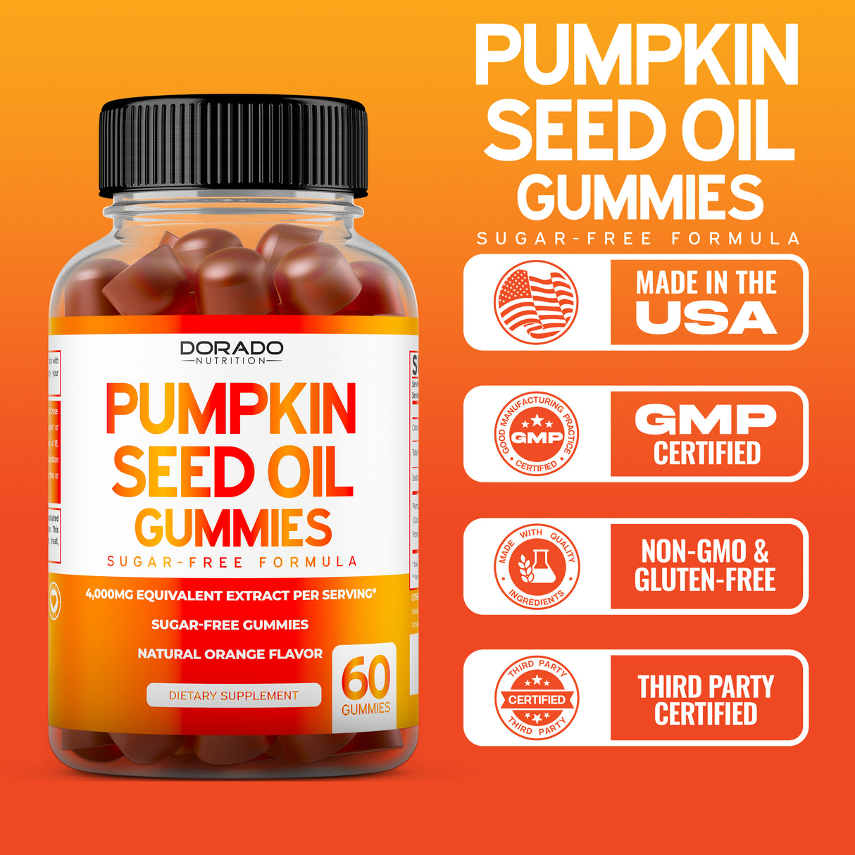 Pumpkin Seed Oil Gummies - (60 Gummies)