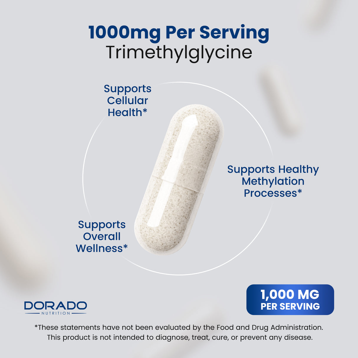 TMG Trimithylglycine Supplement (180 Capsules) for Women & Men