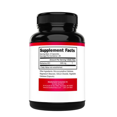 Berberine Supplement 500mg Per Serving (60 Capsules)