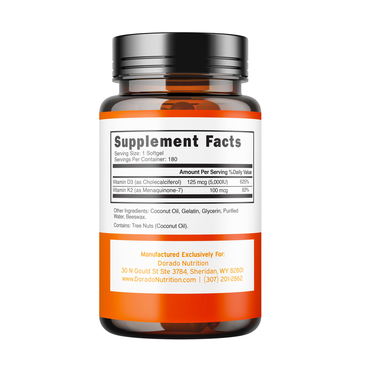 Vitamin D3 K2 Supplement (180 Softgels)