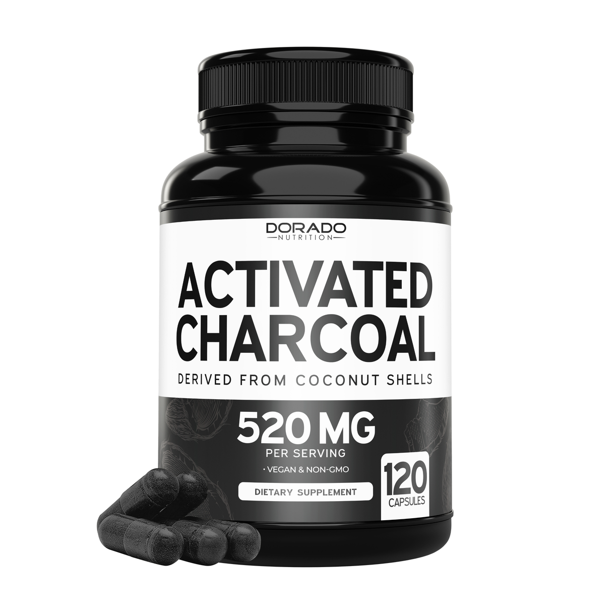 Organic Activated Charcoal Pills (120 Capsules)