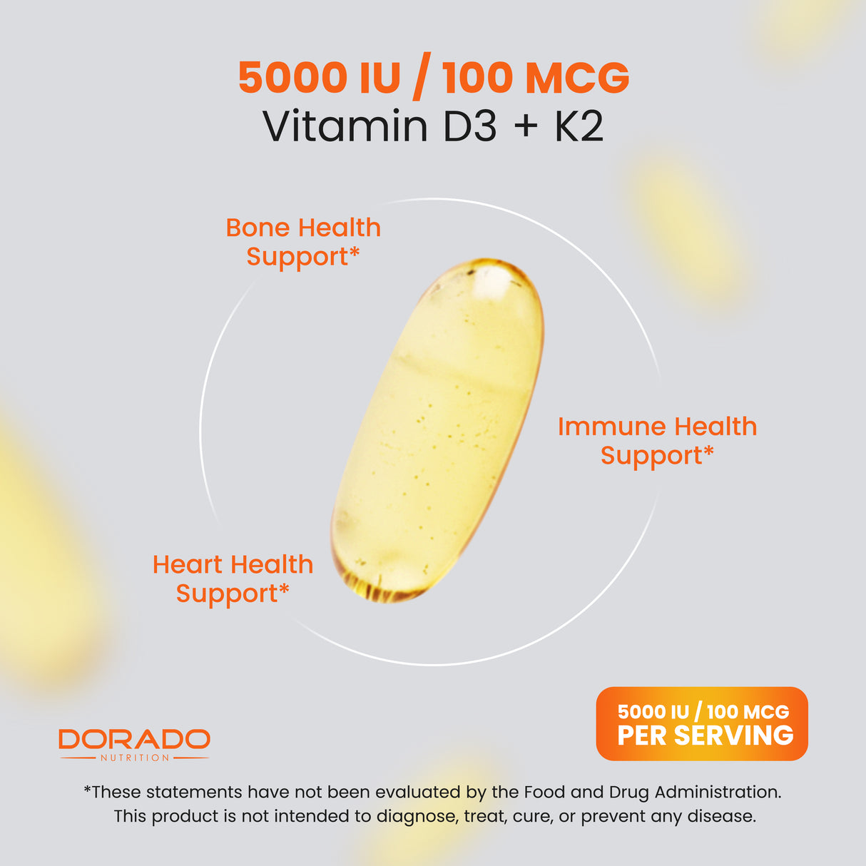 Vitamin D3 K2 Supplement (180 Softgels)
