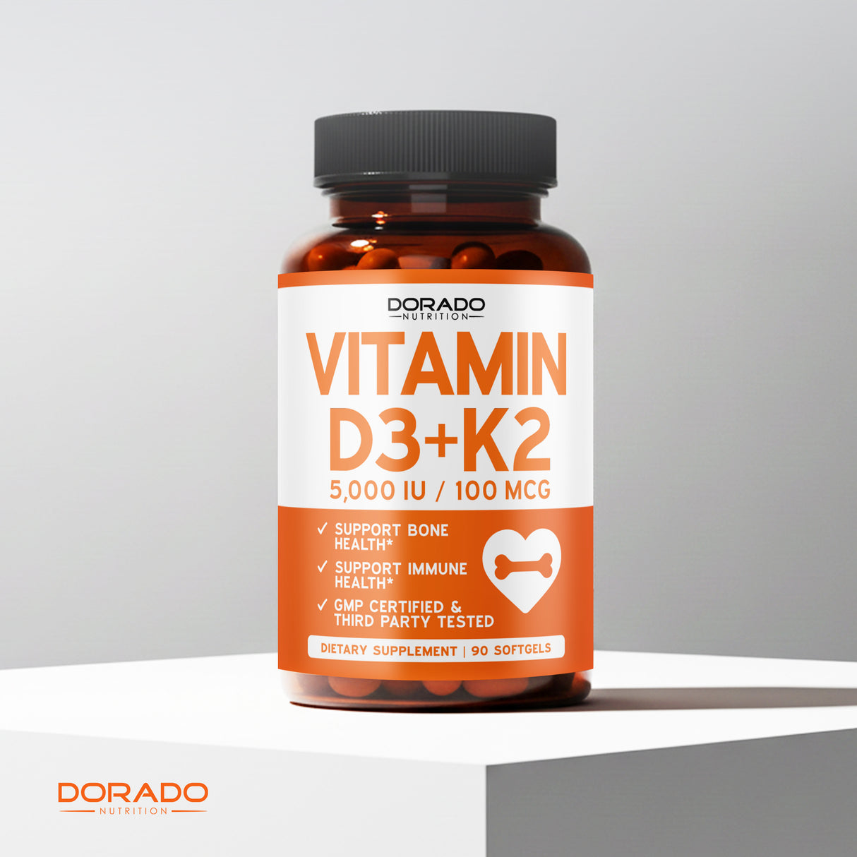 Vitamin D3 K2 Supplement (180 Softgels)