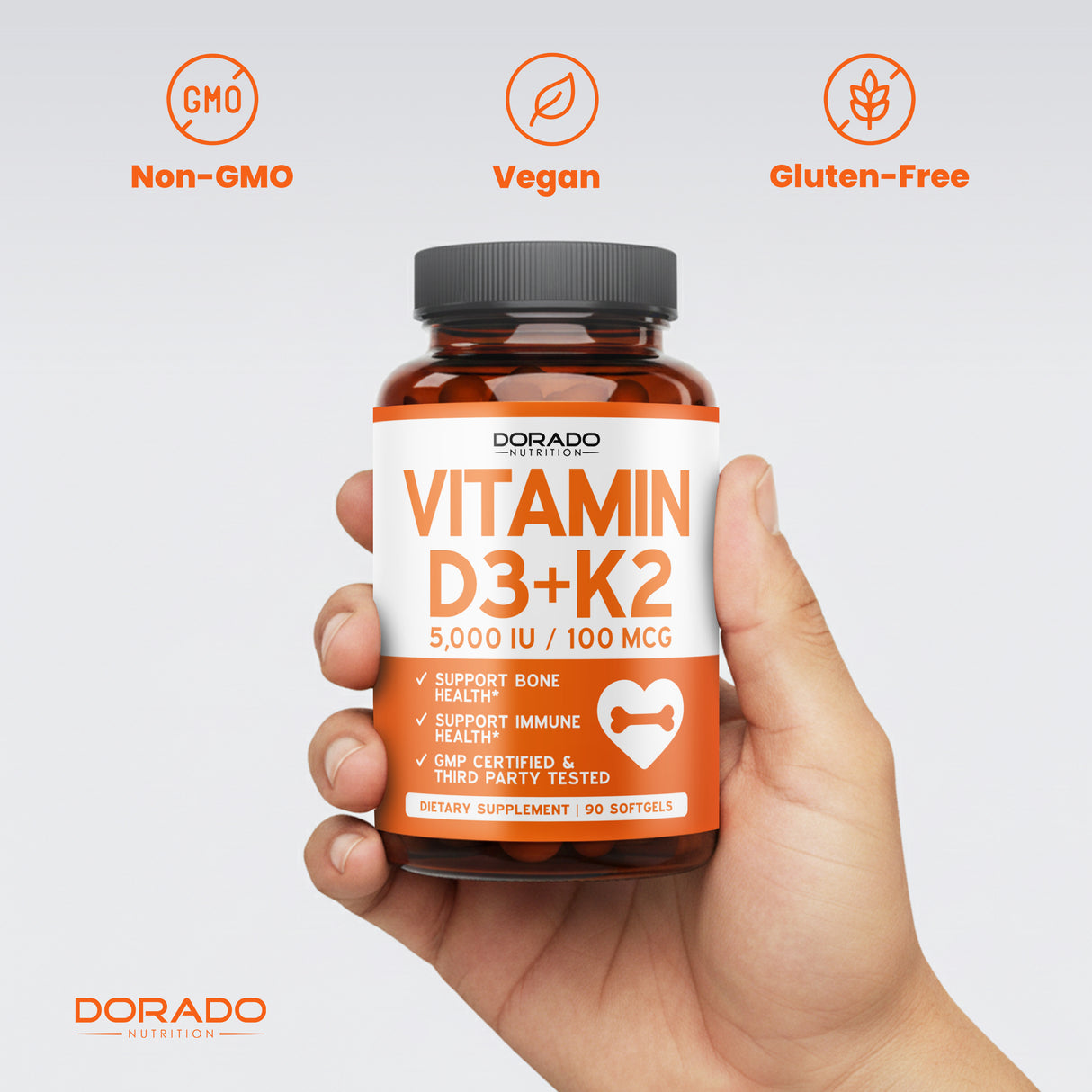Vitamin D3 K2 Supplement (180 Softgels)