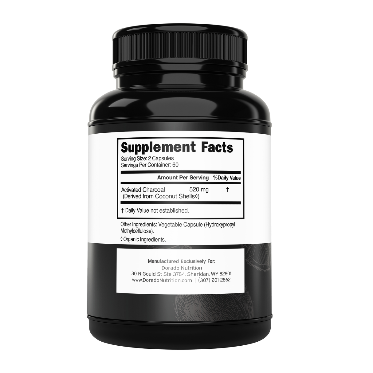 Organic Activated Charcoal Pills (120 Capsules)